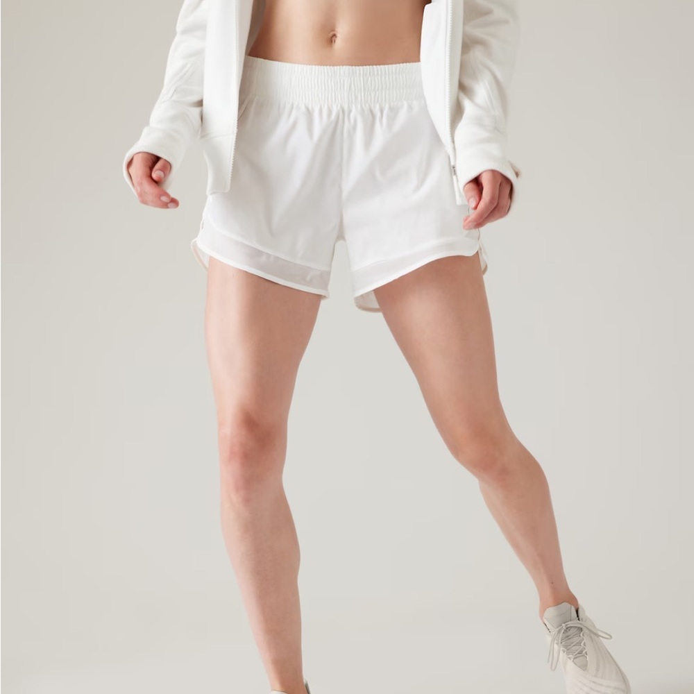 Athleta Mesh Racer Run Shorts
